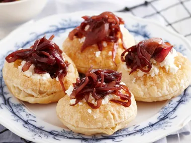 Caramelised onion and feta tarts