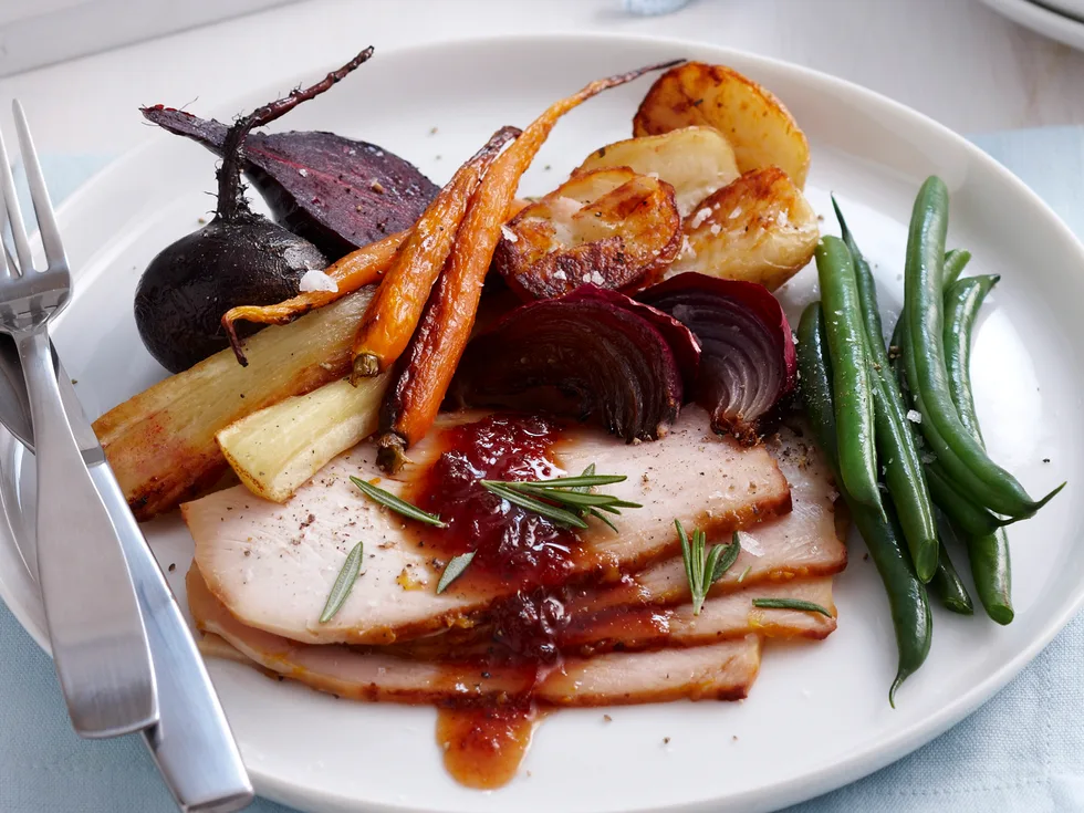 Cheat's roast turkey with cranberry and port glaze