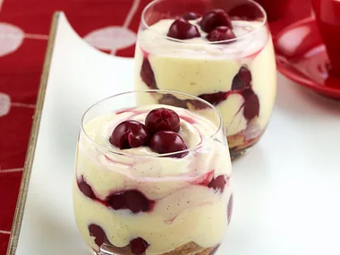 Cherry tiramisu cups