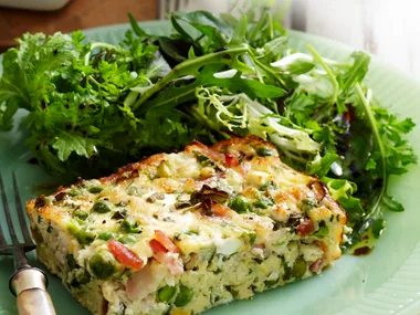 Chicken, bacon and pea slice