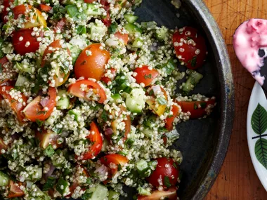 Chickpea falafel with quinoa tabouli