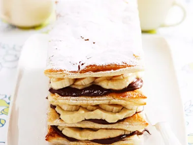 Choc banana custard slice
