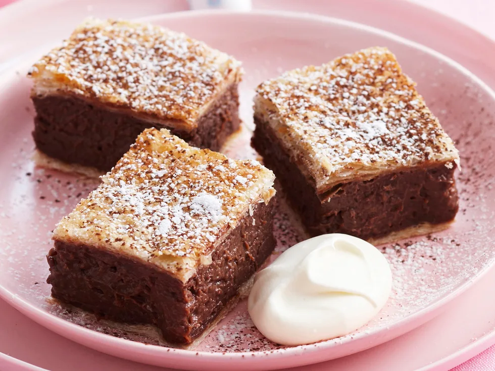 Chocolate custard slice