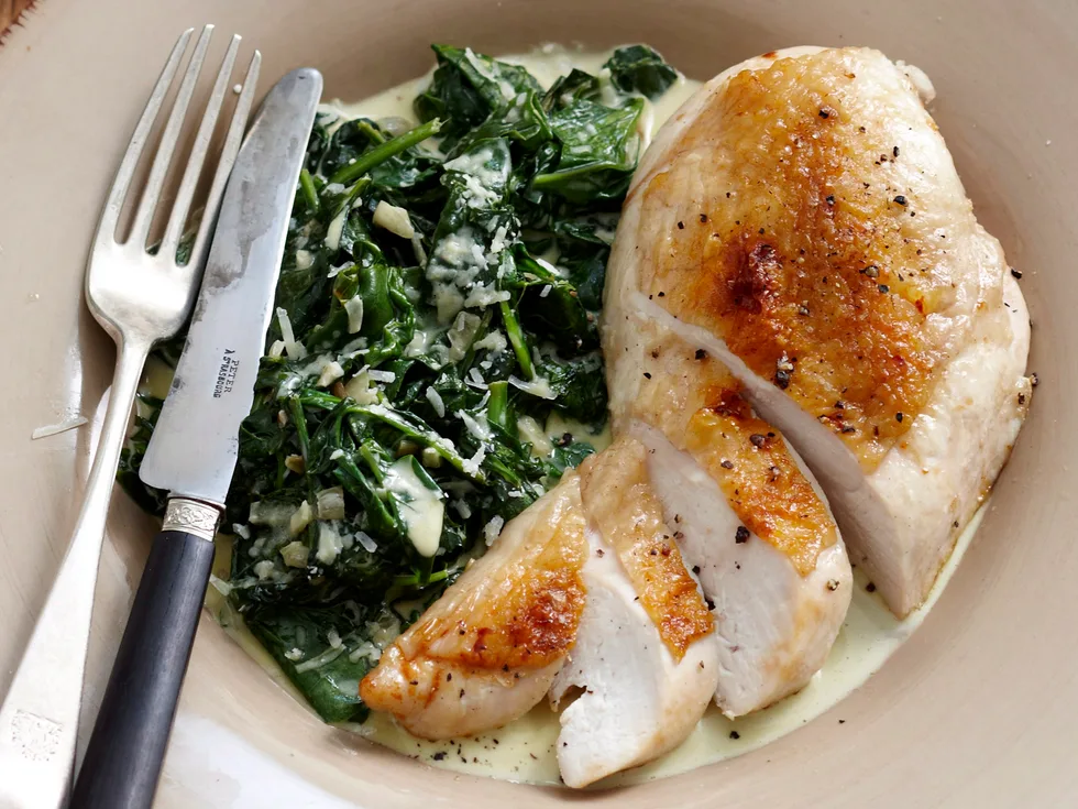 Creamed spinach and chicken
