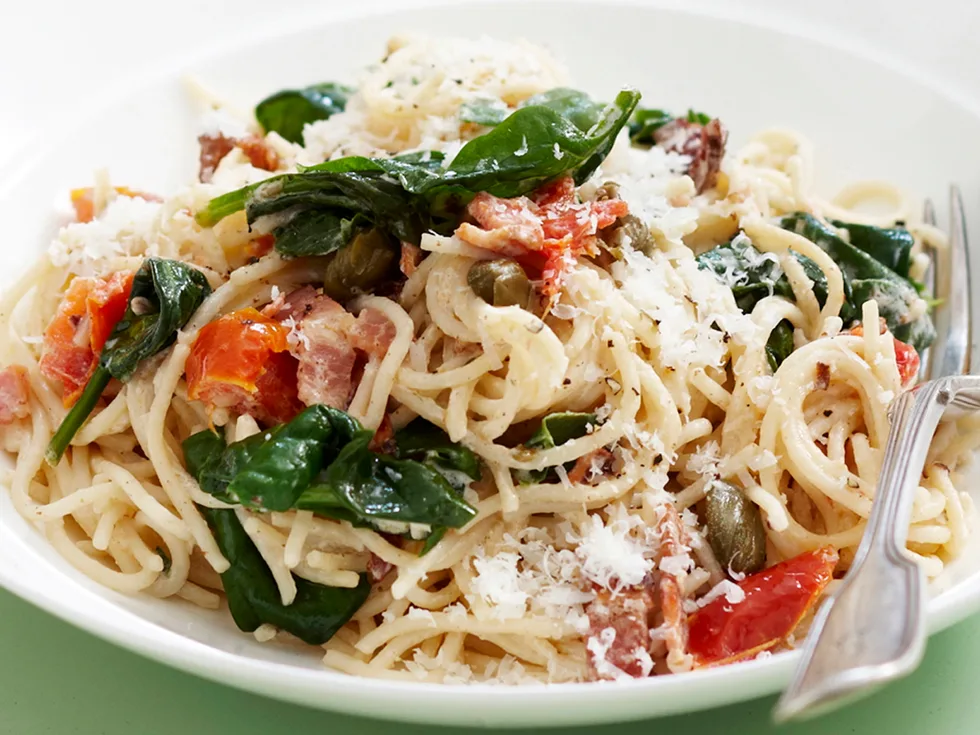 Creamy angel hair pasta