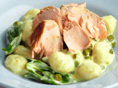 Creamy salmon gnocchi