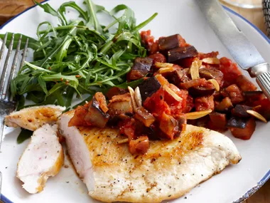 Eggplant and almond chicken