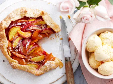 Freeform peach, plum and apricot pie