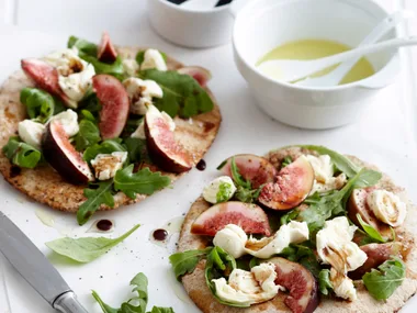 Fresh salad and fig flatbreads