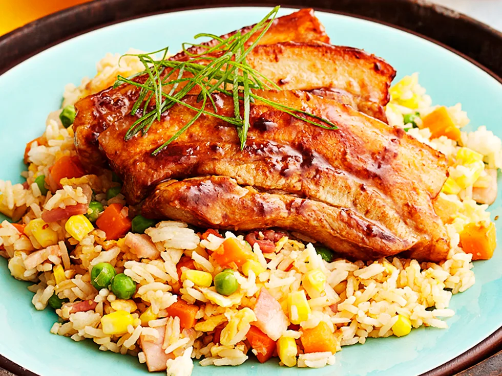 Fried rice with teriyaki pork