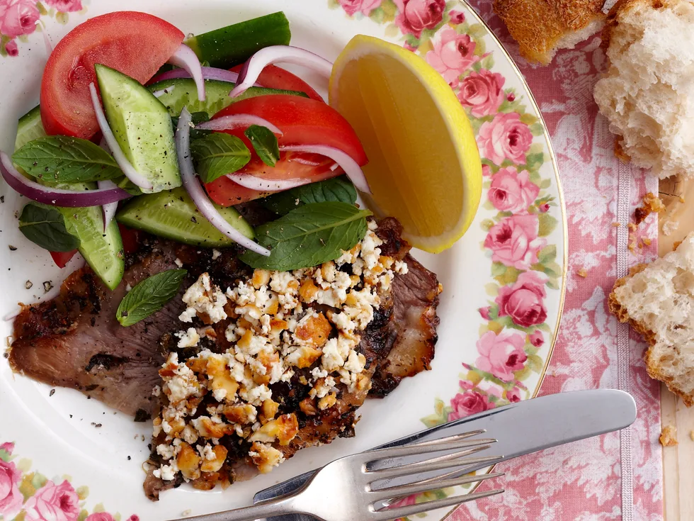 Greek-style baked lamb with feta