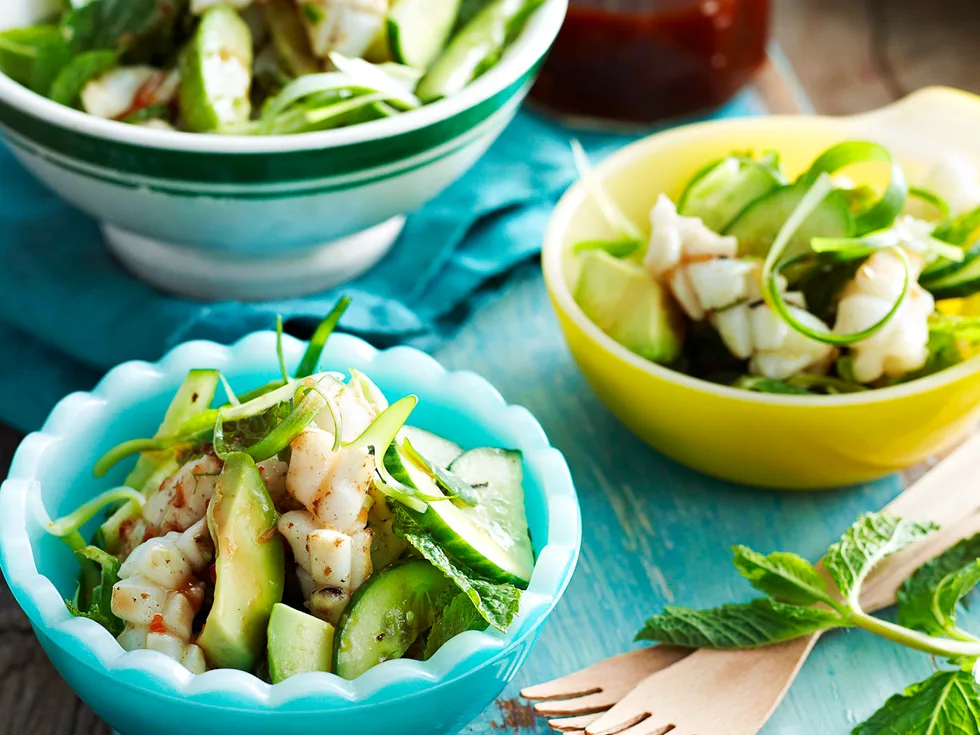 Green chilli calamari salad