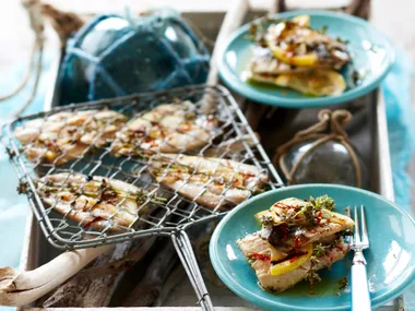 Grilled lemon and thyme sardines