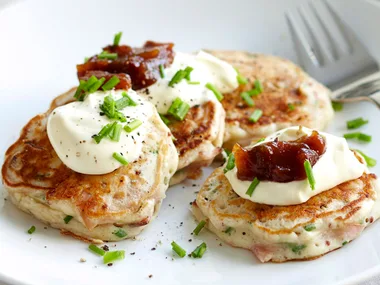 Ham and chive fritters