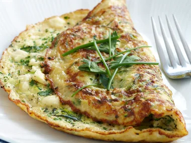 Herb, zucchini and feta omelette