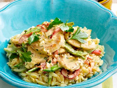 Honey mustard chicken risoni