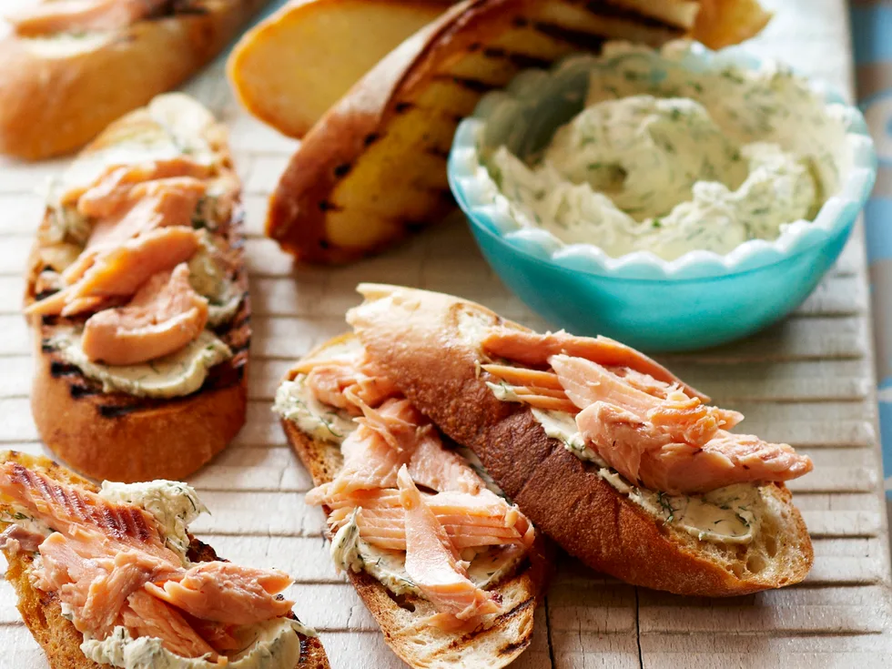 Hot-smoked trout bruschetta