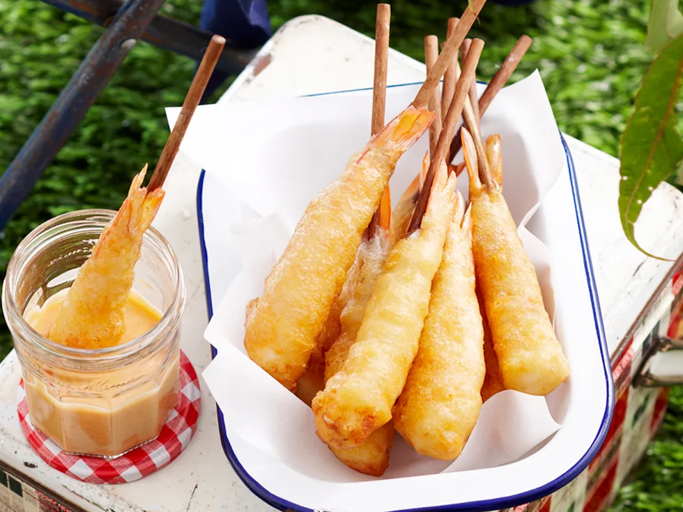 Prawn dagwood with chilli mayo