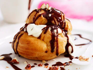 Profiteroles with chantilly cream and Vienna almonds