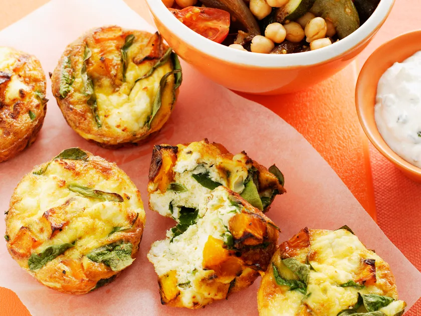 Pumpkin, spinach and ricotta frittatas recipe