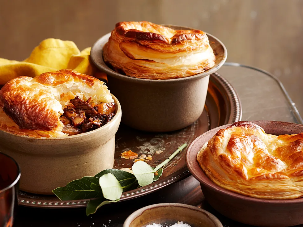 Rabbit and red wine pot pies