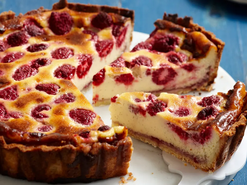 Raspberry and custard tart