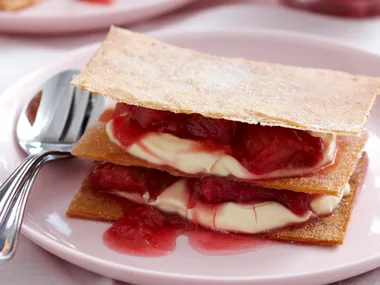 Rhubarb custard mille feuille