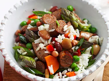 Rice and sausage salad