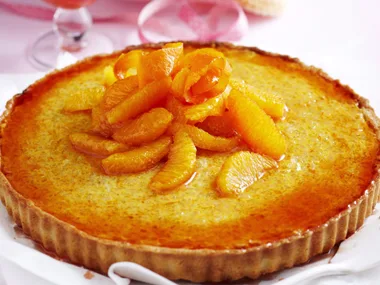 Rice tart with Campari oranges