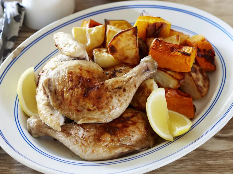 Roast chicken and vegetables