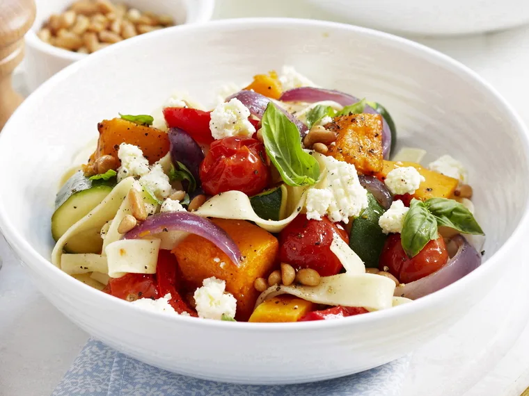 Roast pumpkin and zucchini pasta