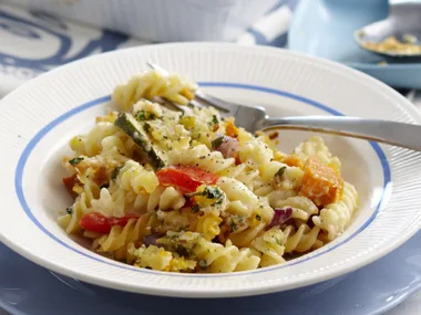 Roast vegetable pasta gratin