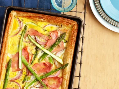 Rustic ham and asparagus tart
