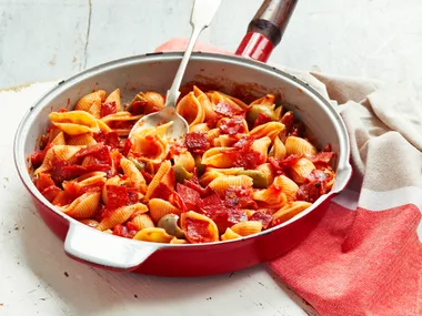 Salami and olive shells