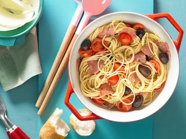 Salami, sage and parmesan pasta