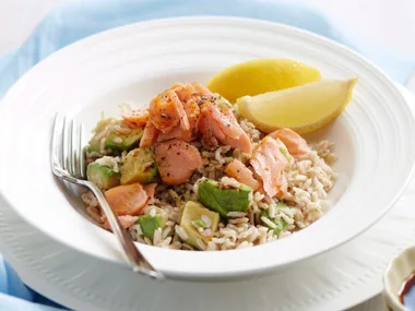 Salmon and brown rice salad