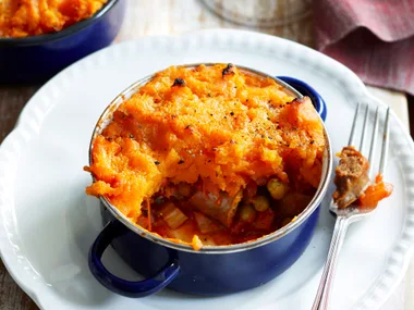 Sausage and kumara pie