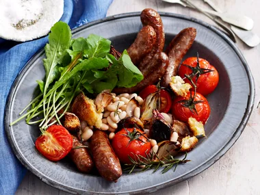 Sausage, bean and tomato bake