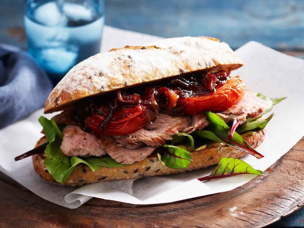 Slow-roasted tomato and steak rolls