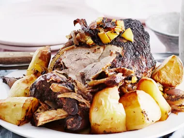 Slow-roast lamb with lemon and mint