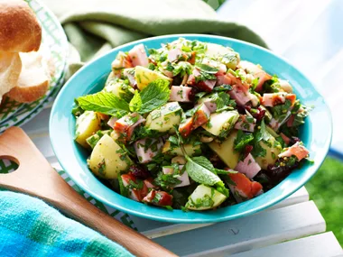Smoked ham, cranberry and hazelnut salad