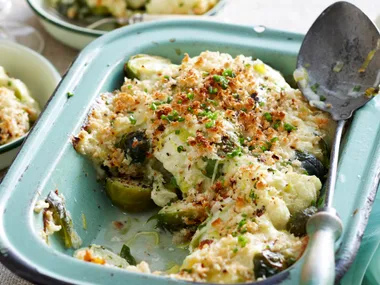 Sprout and cauliflower gratin