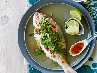 Steamed snapper with nahm pla prik