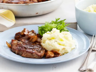 Sticky Lamb and Mushrooms with Mash