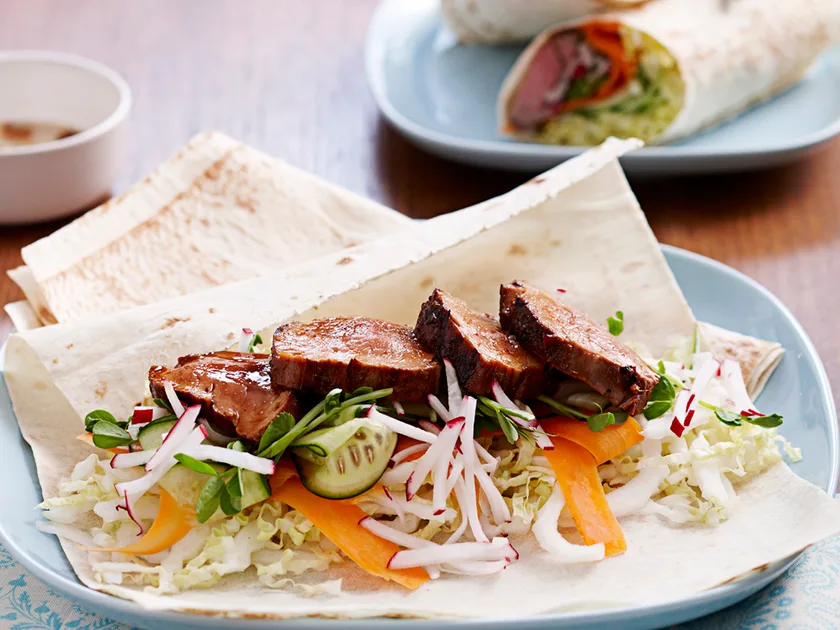Sticky pork wrap