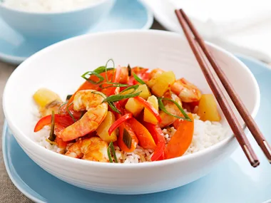 Sweet and sour prawns