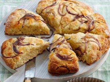Tasty cheese and red onion scones