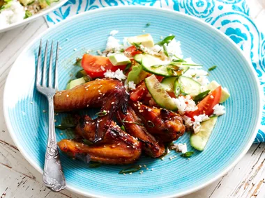 Teriyaki chicken wings with rice