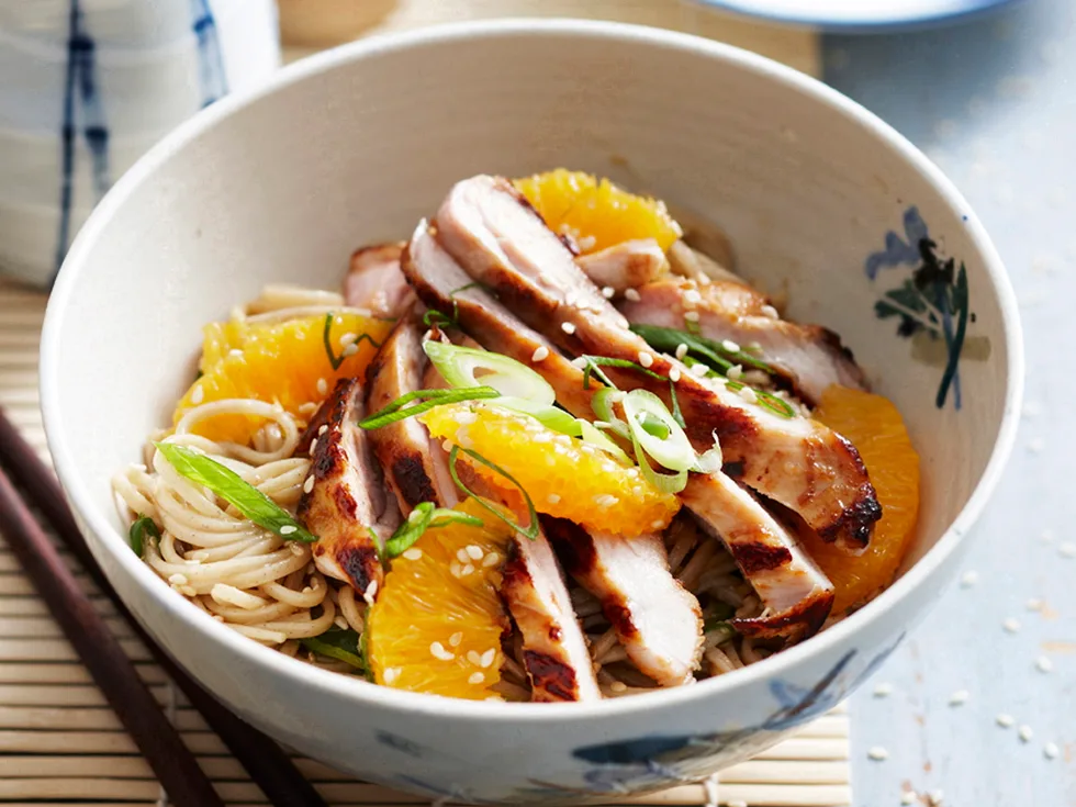 Teriyaki chicken with soba noodle salad
