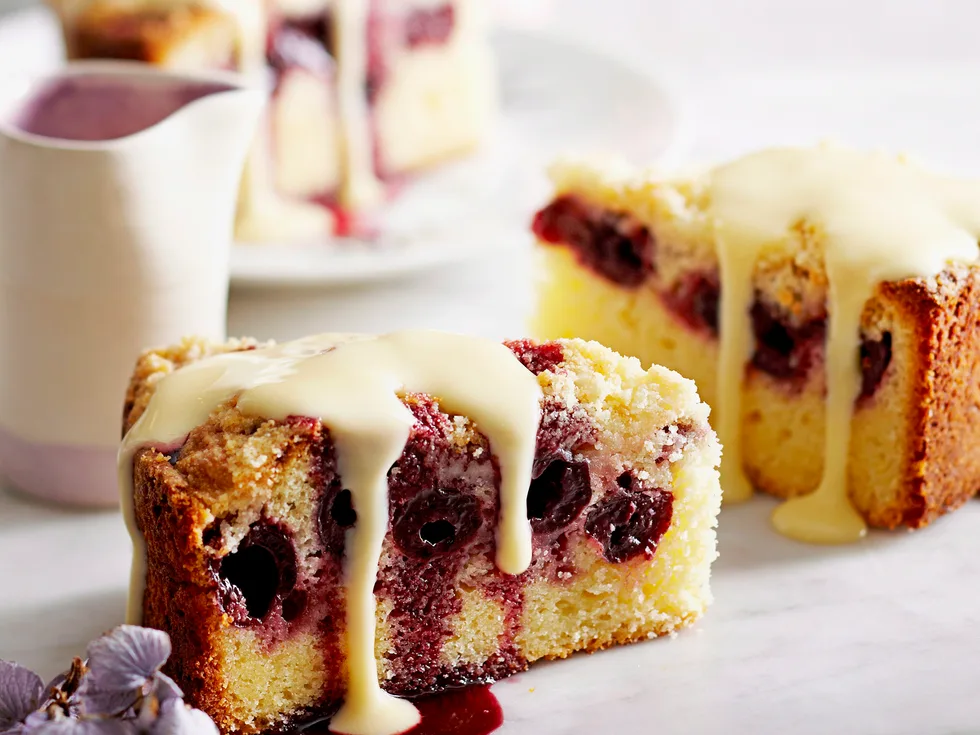 Cherry crumble teacake